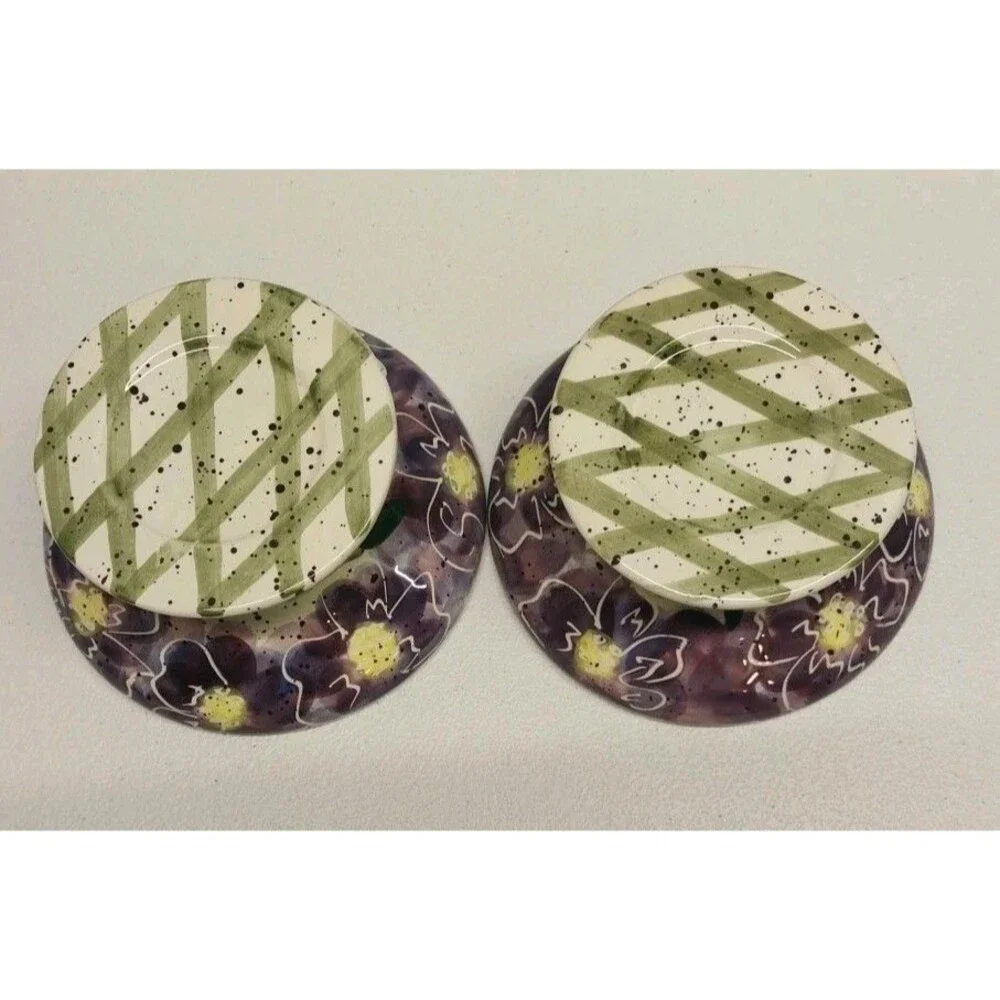 Vtg Julie Ueland Peony Candle Holders Set 2 Floral Farmhouse Vistana Resort 1999